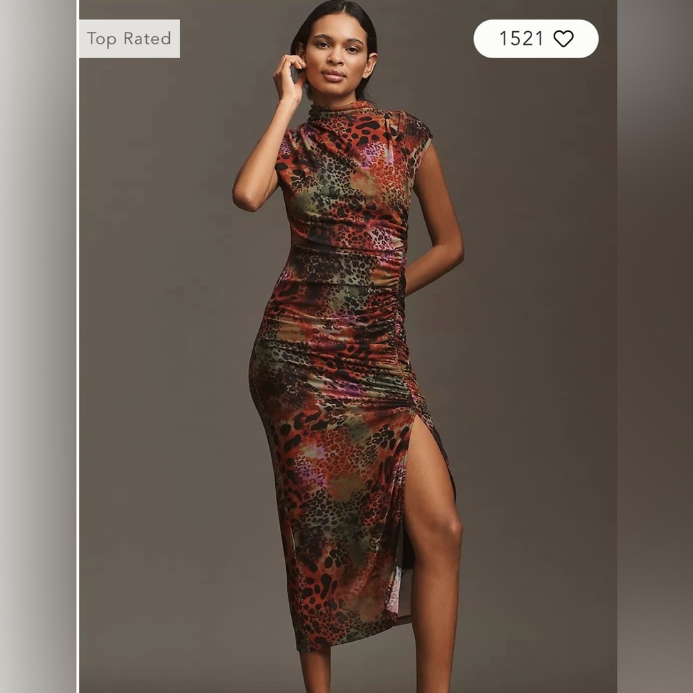 Anthropologie Multicolor Animal Print Midi Dress